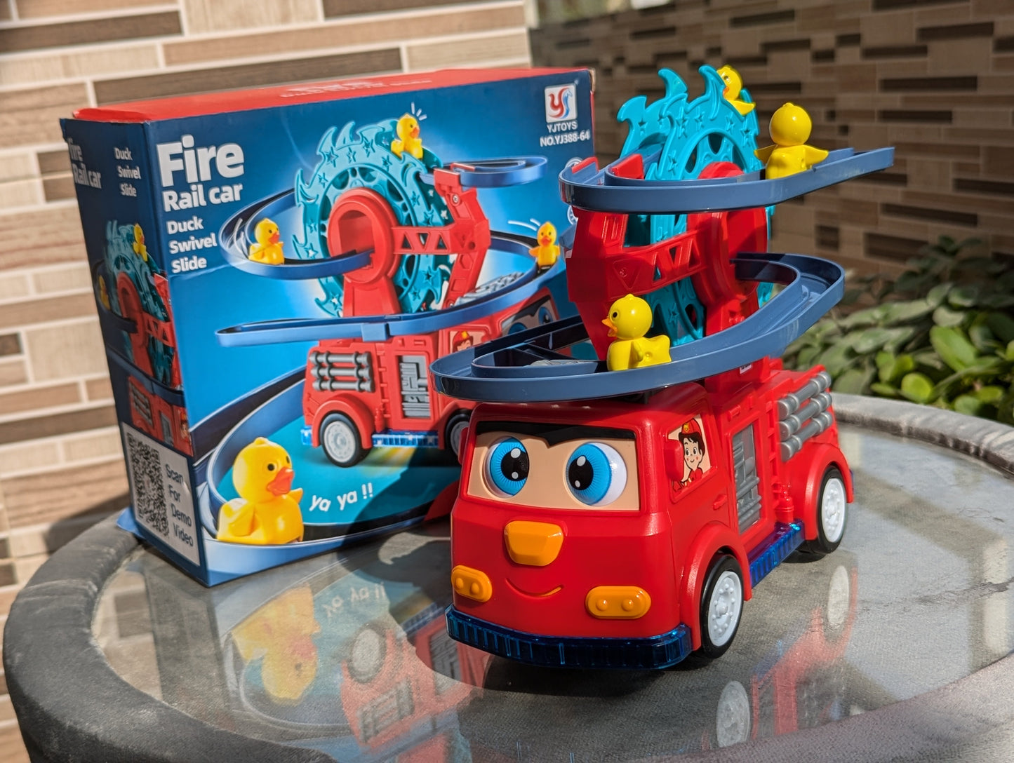 Fire Rail Car Duck Swivel Slide for Kids