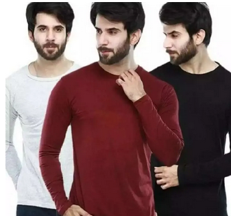 Round Neck Full Sleeves Plain ( Jersey ) T-Shirt For Men